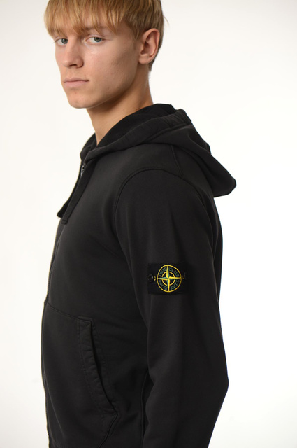 STONE ISLAND 6100061 Hooded Zip-up Sweatshirt Charcoal - Wrong Weather