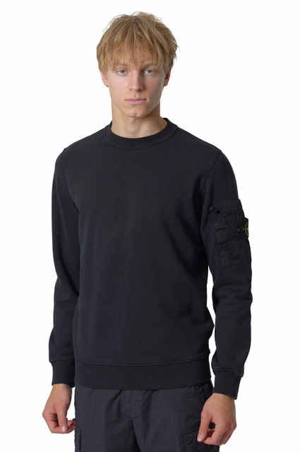 STONE ISLAND 6100019 コットン フリース トレーナー ネイビー - Wrong