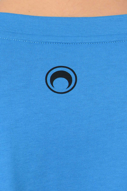 MARINE SERRE Organic Cotton Crewneck Print T-shirt Blue - Wrong