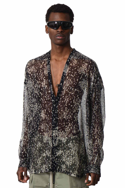 Rick Owens/22FW ラリーシャツ/FL素材/46/パール RICK OWENS Hollywood Lido Larry Shirt Black/Pearl - Wrong Weather