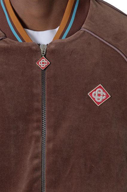 CASABLANCA Dark Brown Velour Track Jacket - Wrong Weather
