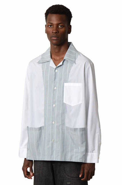 Maison Margiela Patchwork Pinstriped Shirt White/Blue - Wrong Weather