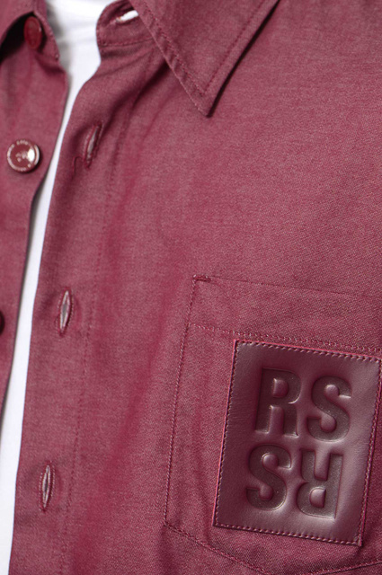 RAF SIMONS Oversized Fit RS Denim Shirt Burgundy - Wrong Weather