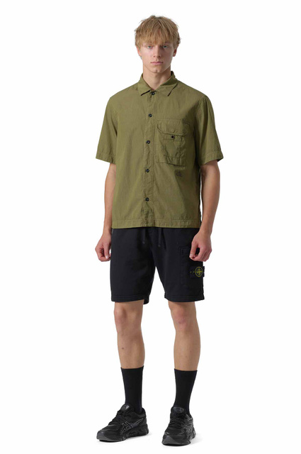 STONE ISLAND 1100026 Cotton Nylon Micro Ripstop Shirt Military