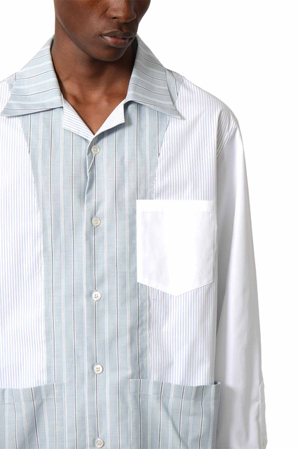 Maison Margiela Patchwork Pinstriped Shirt White/Blue - Wrong Weather