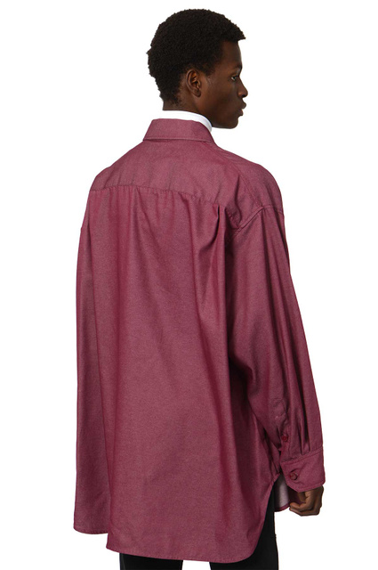 RAF SIMONS Oversized Fit RS Denim Shirt Burgundy - Wrong Weather