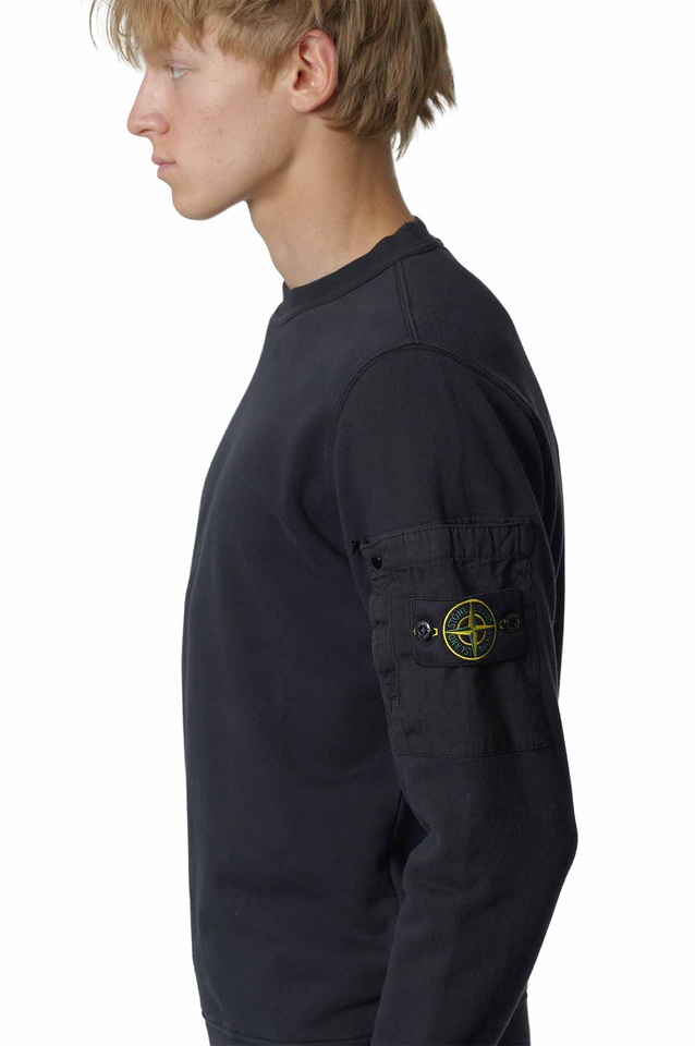 STONE ISLAND 6100019 コットン フリース トレーナー ネイビー - Wrong