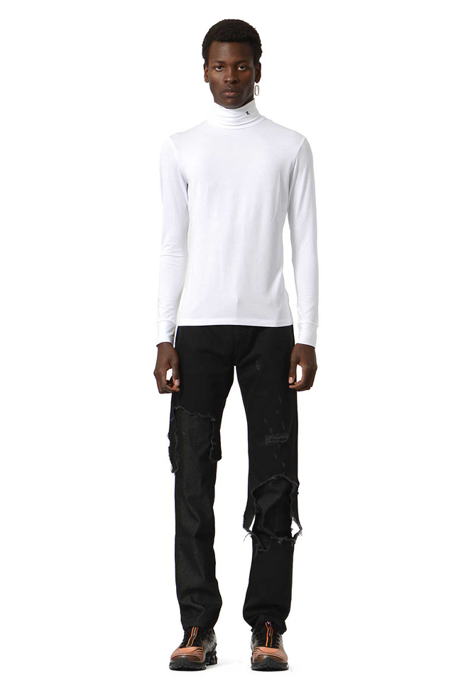 RAF SIMONS RS ハンドサイン タートルネックトップ ホワイト - Wrong