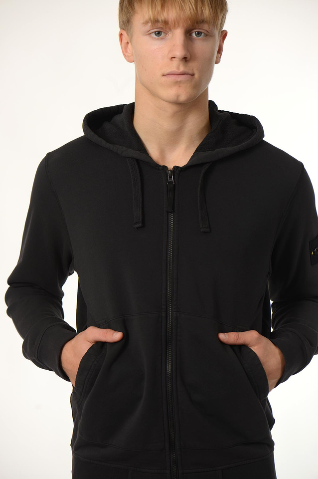 STONE ISLAND 6100061 Hooded Zip-up Sweatshirt Charcoal - Wrong Weather