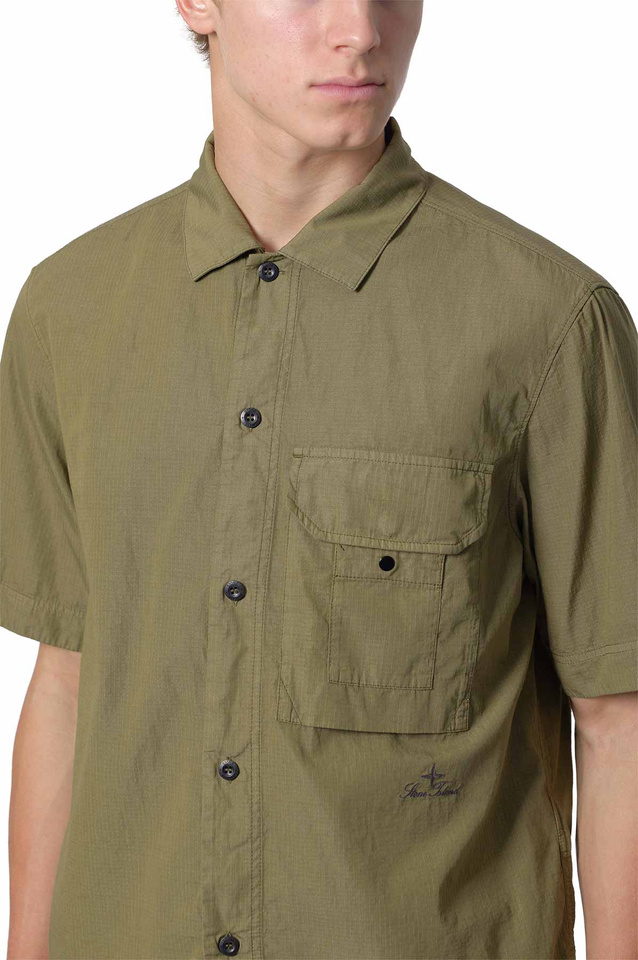 STONE ISLAND 1100026 Cotton Nylon Micro Ripstop Shirt Military 