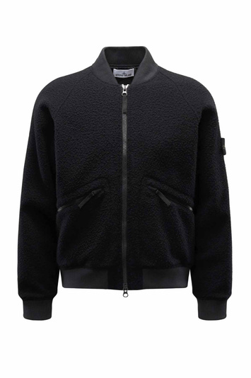 STONE ISLAND 4100111 Panno Ratinato Bomber Jacket Black