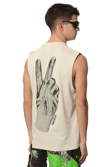 44 LABEL GROUP Peace Tank Top Dirty White