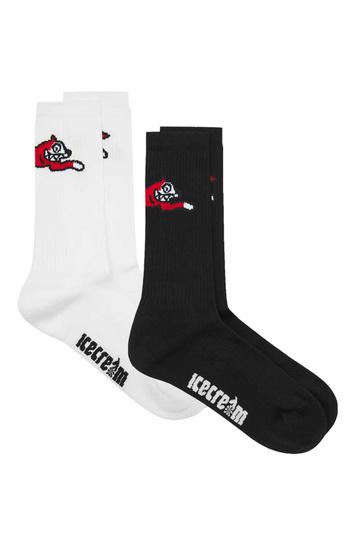 ICECREAM Running Dog Socks Pack Black/White