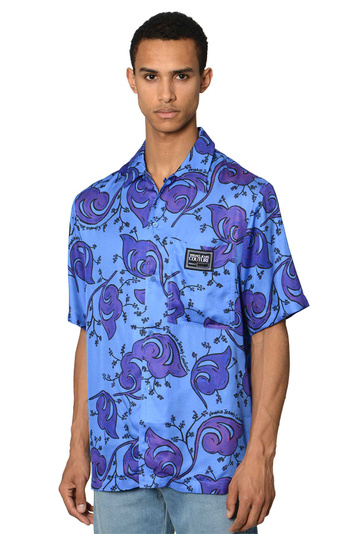 VERSACE JEANS COUTURE Twigs Viscose Shirt Blue . Men . 50
