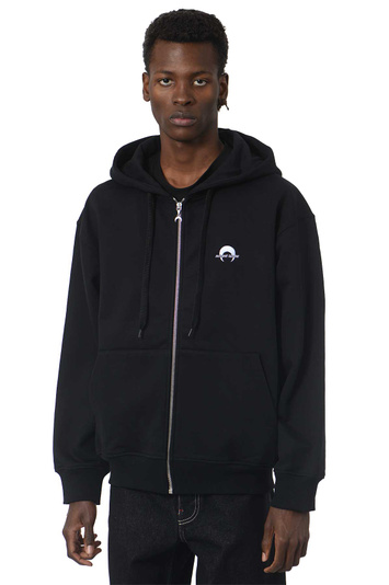MARINE SERRE Moon Logo Fleece Zip Hoodie Black