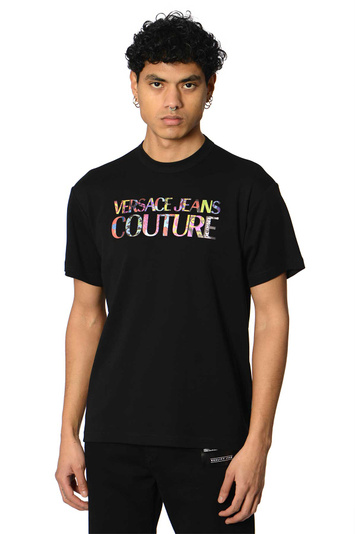 VERSACE JEANS COUTURE Multicolor Logo-Prägung T-shirt Schwarz