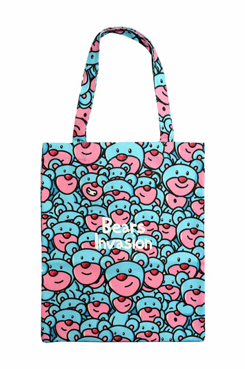 INBETWEENERS Camou Bear OG Tote Bag Pink/Blue
