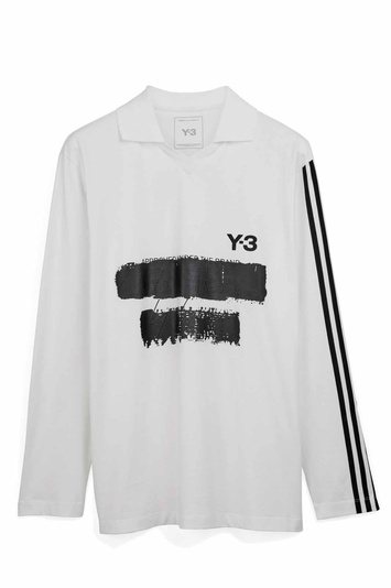 Y-3 Grafik-Logo Langarm-T-Shirt Weiß
