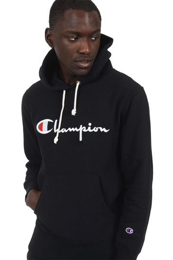 CHAMPION Black Logo Hoodie . Men . S