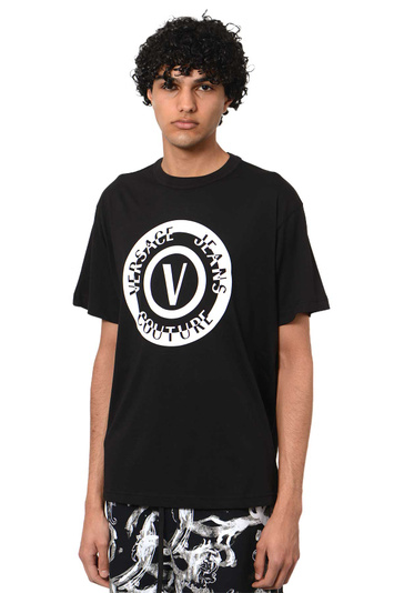 VERSACE JEANS COUTURE V-Emblem T-shirt Black . Men . XS