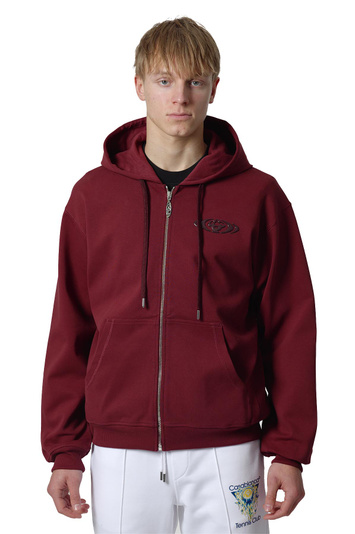 CASABLANCA Pebble Logo Zip Hoodie Burgundy