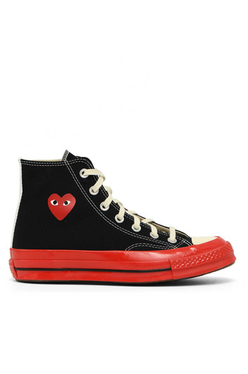 COMME DES GARÇONS PLAY X CONVERSE Red Sole High Top Sneakers Black . Men . 8 UK