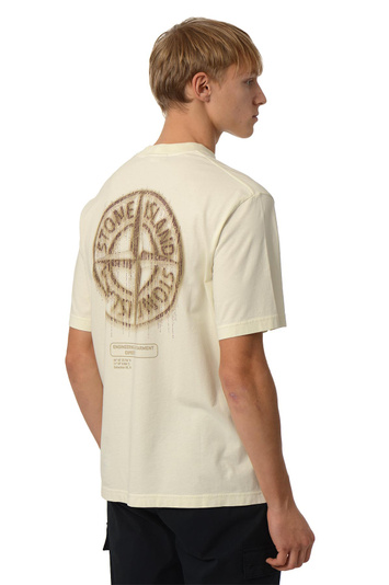 STONE ISLAND 2100037 T-shirt 'Bleeding Numbers Compass' Ivoire