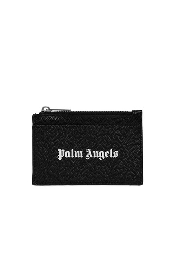 PALM ANGELS Caviar Zip Card Holder Black