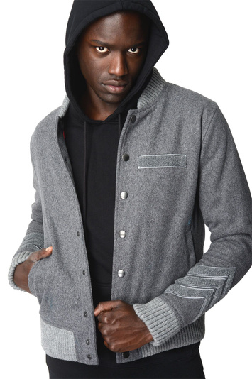 HADRIAN HOLTZ Graue Varsity Jacke