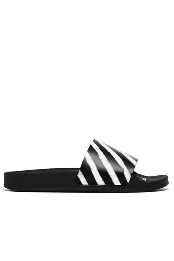 OFF-WHITE Black & White Spray Stripes Sliders . Men . 41