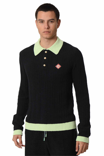 CASABLANCA Boucle Polo Shirt Black/Green . Men . S