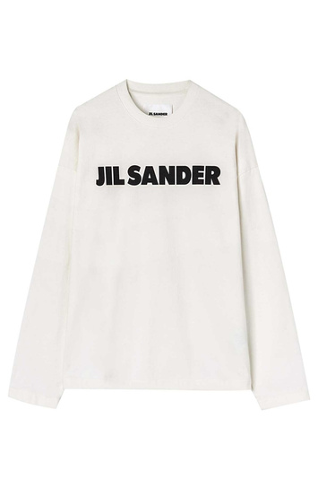 JIL SANDER T-shirt LS à logo surdimensionné Porcelaine
