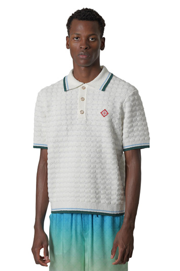 CASABLANCA Boucle Short-Sleeve Polo Shirt White . Men . S
