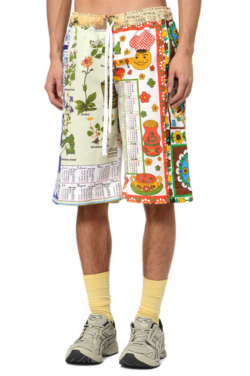 MARINE SERRE Regenerated Household Linen Calendar Shorts