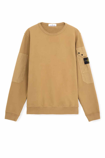 STONE ISLAND 63920 Gebürstetes Bio-Baumwollfleece-Sweatshirt Biscuit