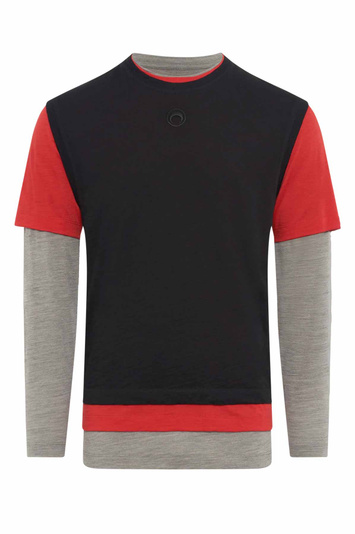 Conjunto de tres camisetas MARINE SERRE Merino Jersey Gris/Rojo/Negro