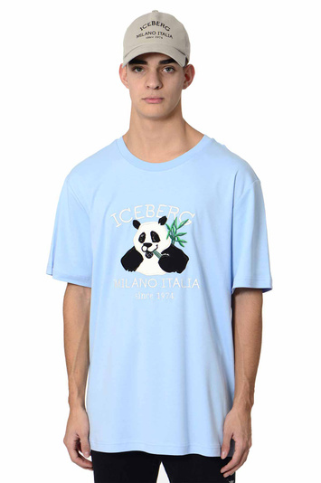 ICEBERG Panda T-shirt Blue . Men . M