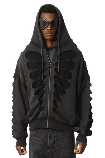 AVAVAV Shoulderless Cutout Hoodie Black