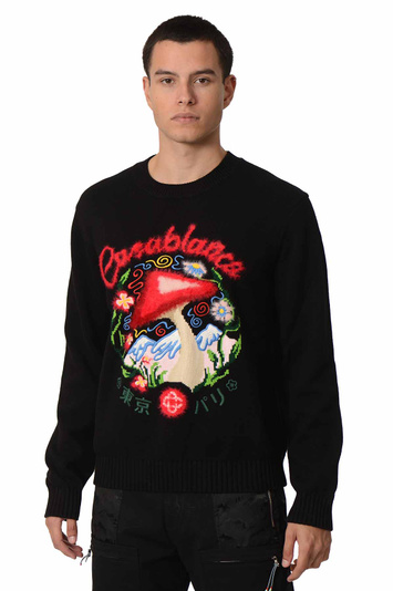 CASABLANCA Embroidered Mushroom Jumper Black