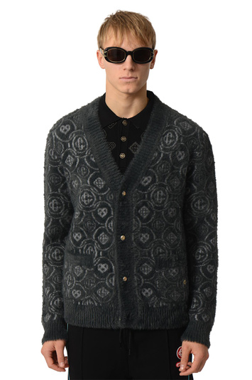 CASABLANCA Fluffy Monogram Cardigan Grey