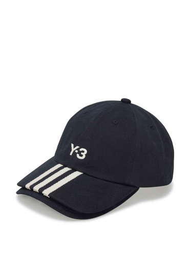 Y-3 Streifenkappe Schwarz