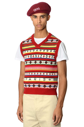 KENZO Fair Isle Jacquard Sweater Vest . Men . S