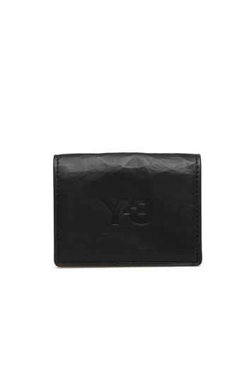 Y-3 Crinkled Leather Card Holder Black