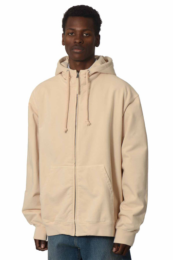 MAISON MARGIELA Embroidered Logo Zip Hoodie Pink Beige