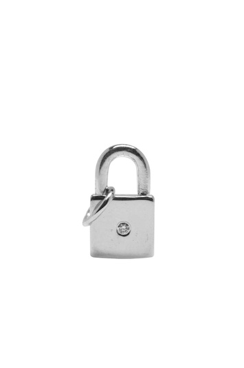 HATTON LABS Diamond Padlock Silver Pendant . Men . 18
