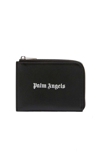 PALM ANGELS Logo Zipped Card Holder Black