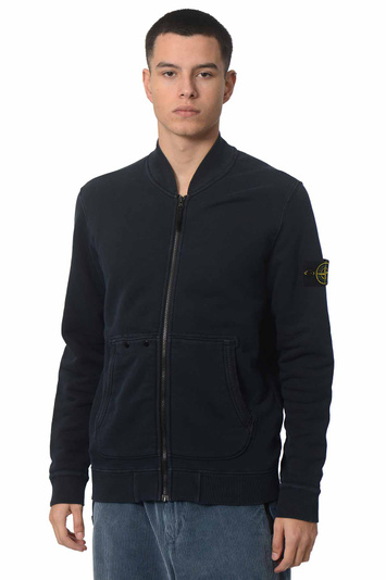 STONE ISLAND 65241 Organic Cotton Diagonal Fleece 'OLD' Effect Jacket Navy Blue