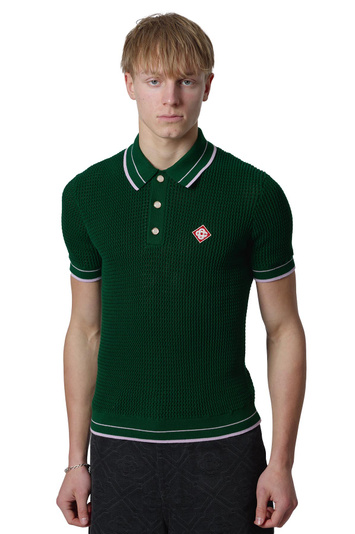 CASABLANCA Crochet Polo-Shirt Green . Men . L