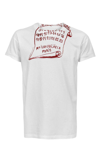 MAISON MARGIELA Scroll Logo White Tee . Men . 44