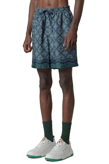 CASABLANCA Kurze Hose mit Monogramm-Muster, dunkelgrün